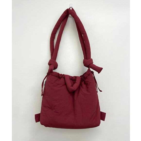 OLEND Ona Soft Bag Nylon Puff Padded Lightweight Convertible Backpack Cherry Red - Picture 3 of 12